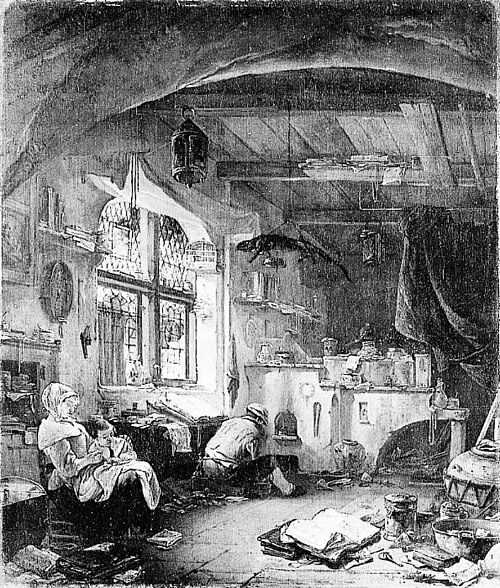 An alchemist's workshop, 1654, Thomas Wyck