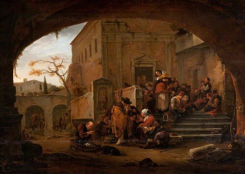 The Poor Being Fed at a Monastery, , Thomas Wyck