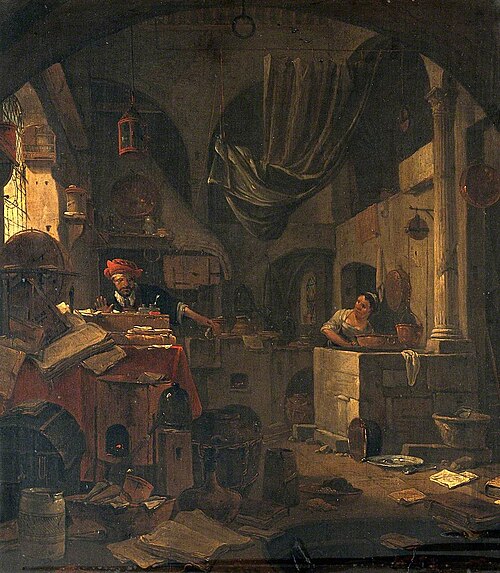 Interior with an Alchemist Making a Gesture of Surprise, and a Female Assistant, , Thomas Wyck