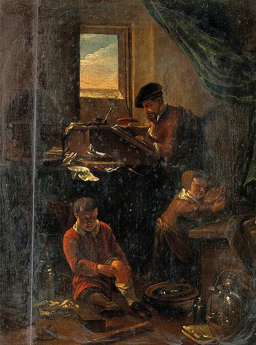 A Philosopher in His Study, with Two Children, , Thomas Wyck