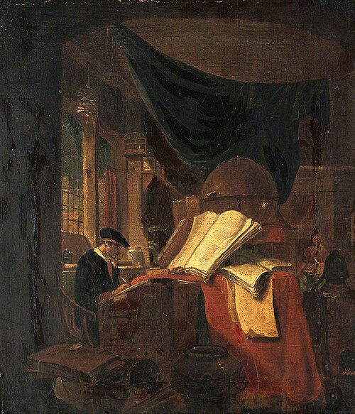 Interior with an Alchemist Seated at a Table, Writing, , Thomas Wyck