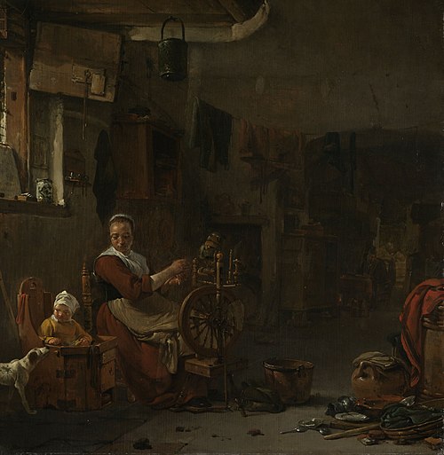 Paysanne filant, 1650, Thomas Wyck