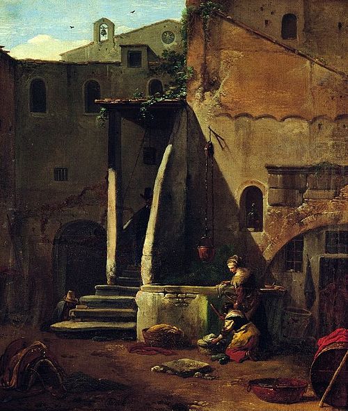 Laveuses dans une cour., 1650, Thomas Wyck