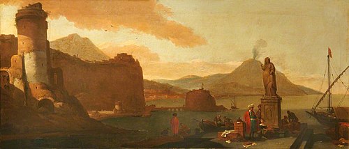 Capriccco of a Seaport with Orientals and an Antique Statue, 1673, Thomas Wyck