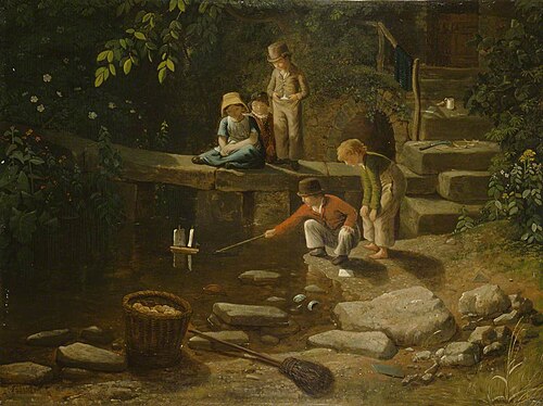 Boys Sailing a Little Boat, 1822, Francis Danby