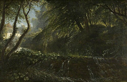 River Scene with Weir and Mill, 1823, Francis Danby