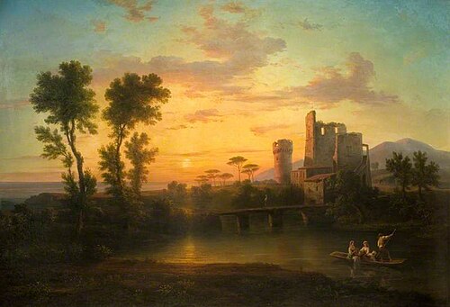 River with Old Ruins, Sunset, , Francis Danby