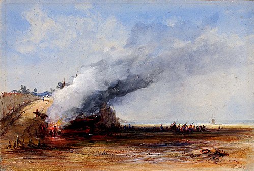 Burning of an Old Boat, 1855, Francis Danby