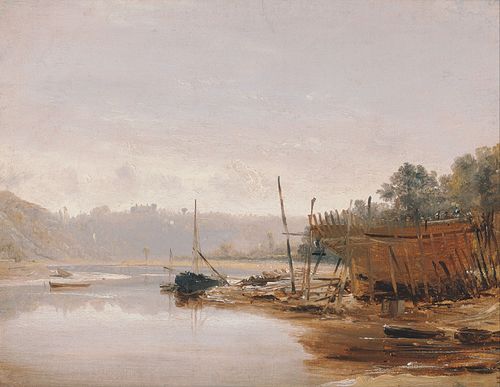 Boat Building near Dinan, Brittany, 1838, Francis Danby