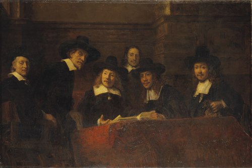Staalmeesters. After Rembrandt, 1876, Ernst Josephson