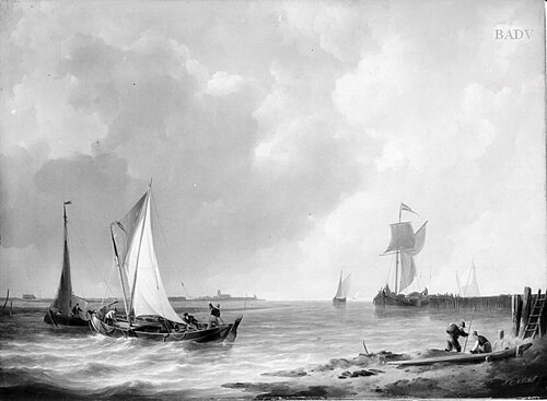 Fischerboote an der Küste, 1812, Johannes Christiaan Schotel