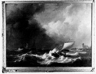 Zeilboten voor de kust, 1824, Johannes Christiaan Schotel