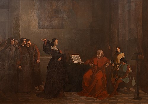 Medici scene (Clarice Strozzi tells Ippolito and Alessandro de 'Medici to leave Florence), 1857, Giovanni Fattori
