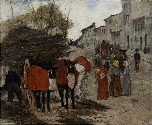 The arrival of the carts, 1881, Giovanni Fattori