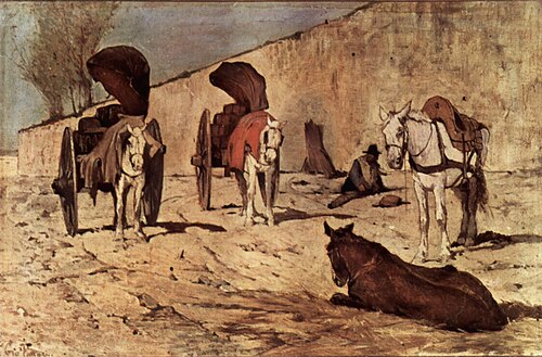 Charrettes romaines, 1873, Giovanni Fattori