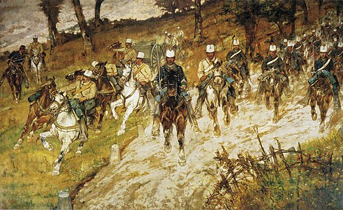 Ride of soldiers in the woods, 1900, Giovanni Fattori
