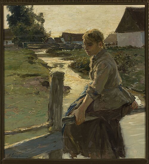 Girl at a creek, , Arthur Langhammer