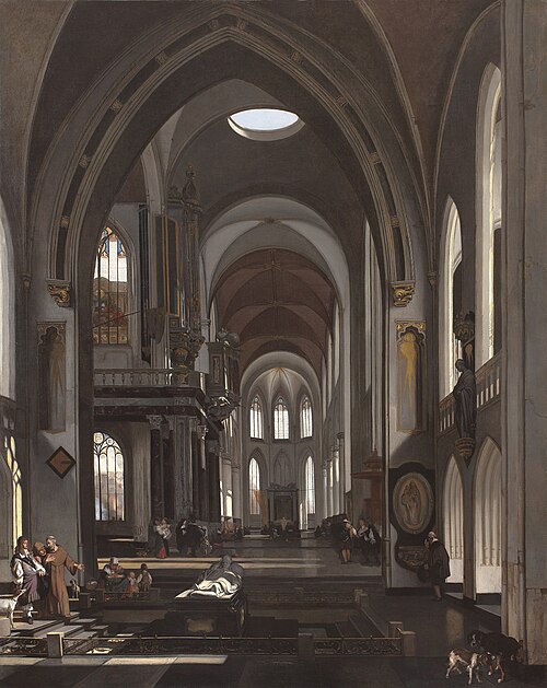 Interieur van een gefantaseerde katholieke kerk, 1675, Emanuel de Witte