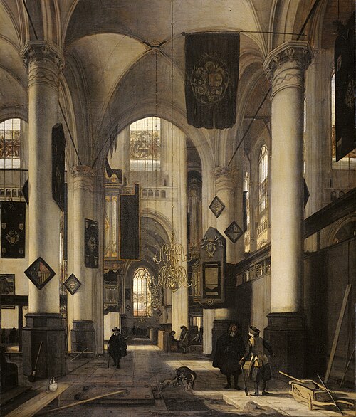 Intérieur d'une église gothique protestante, 1670, Emanuel de Witte
