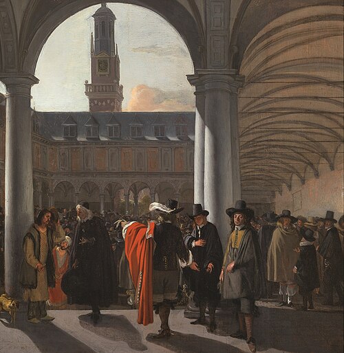 Courtyard of the Exchange in Amsterdam, 1653, Emanuel de Witte