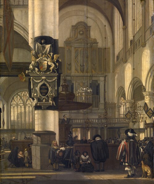 Interior of a protestant church, , Emanuel de Witte