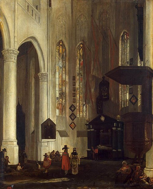Old Church (Oudekerk) in Delft with the Tomb of Admiral Pieter Pieterszoon Hein (Heyn), 1650, Emanuel de Witte
