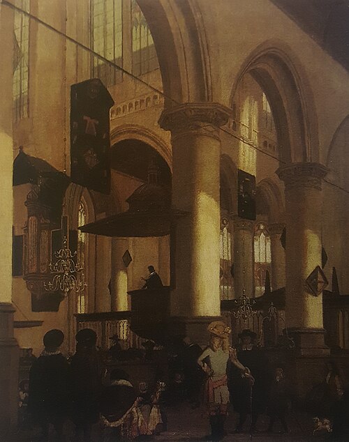 Church Service in Delft, , Emanuel de Witte