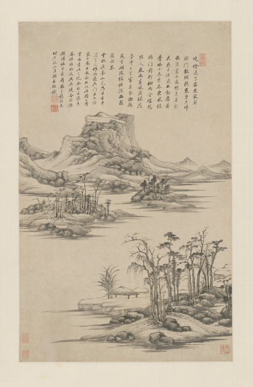 王鉴仿倪云林溪亭山色图轴, , Wang Jian