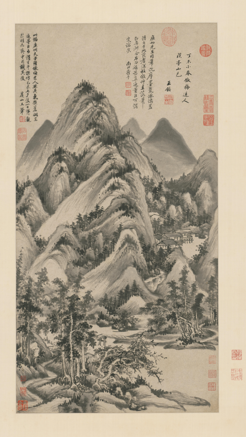 王鉴仿梅道人溪亭山色图轴, , Wang Jian