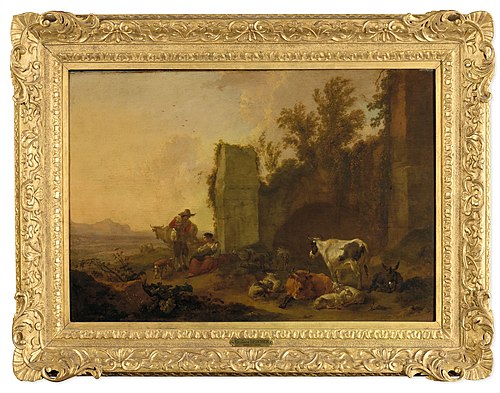 Shepherd couple in a landscape, , Nicolaes Pieterszoon Berchem