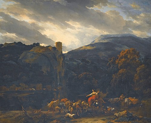 Mountain Landscape with herders and cattle, 1650, Nicolaes Pieterszoon Berchem