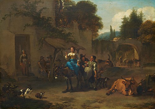 Rest in Front of the Tavern, 1657, Nicolaes Pieterszoon Berchem