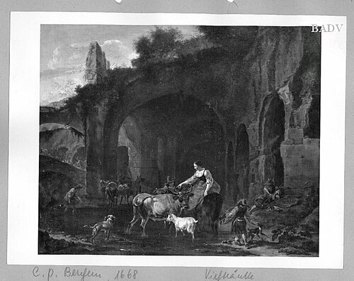 Shepherds+ cattle at a ruin, 1668, Nicolaes Pieterszoon Berchem