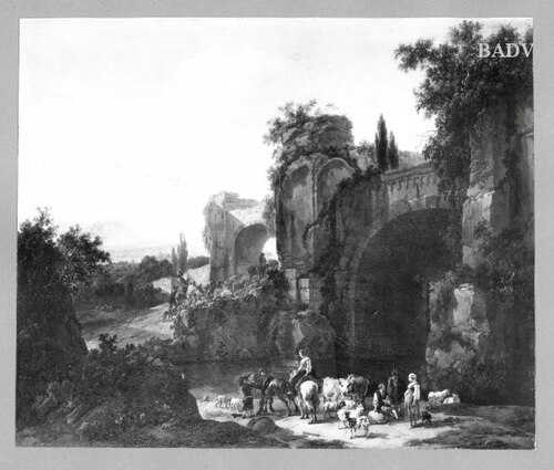landscape with ruins + cattle, 1645, Nicolaes Pieterszoon Berchem