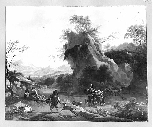Rock-landscape, shepherd-staffage, 1645, Nicolaes Pieterszoon Berchem