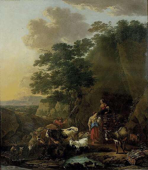 Peasants with Cattle fording a Stream, 1674, Nicolaes Pieterszoon Berchem