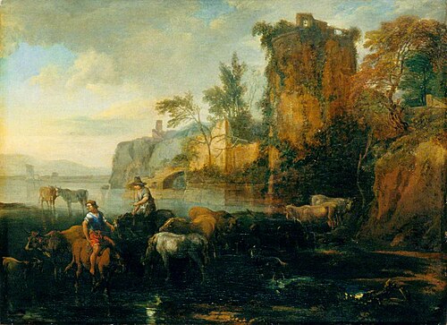 Cattle Drinking in a Landscape, , Nicolaes Pieterszoon Berchem