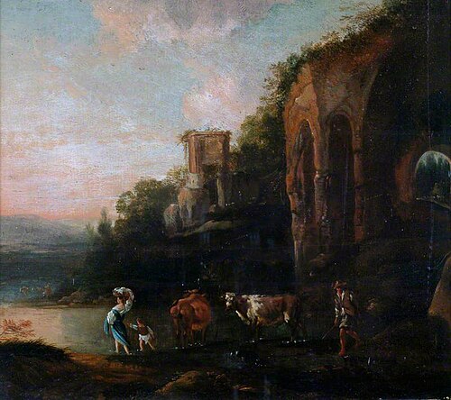 Landscape with a Bridge and Cattle, , Nicolaes Pieterszoon Berchem