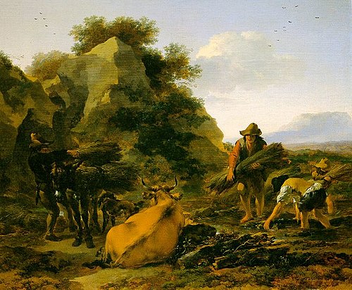 Landscape with Herdsmen Gathering Sticks, 1650, Nicolaes Pieterszoon Berchem