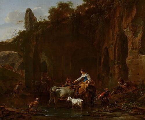 Bergers à côté de ruines romaines, 1661, Nicolaes Berchem