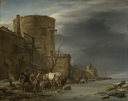 Les murailles d'Haarlem en hiver, 1647, Nicolaes Berchem