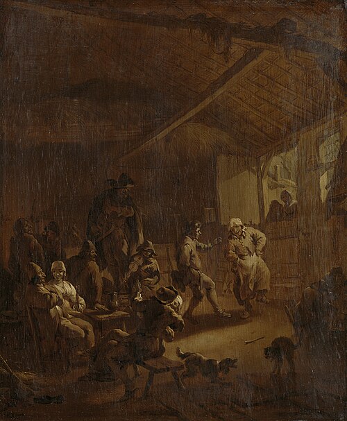Peasants dancing in a bar, 1669, Nicolaes Pieterszoon Berchem