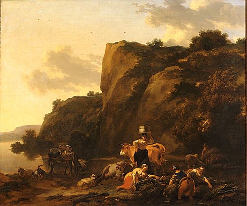 Landscape with Reed Gatherers, 1670, Nicolaes Pieterszoon Berchem
