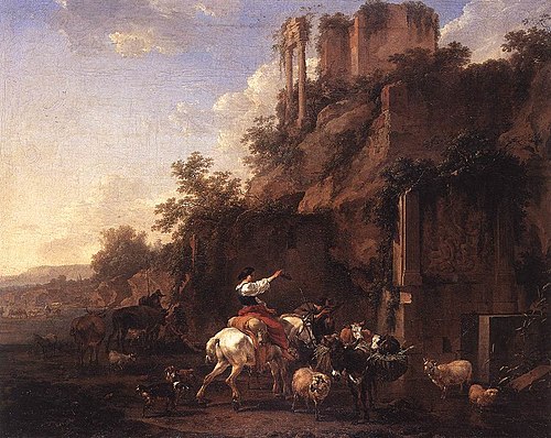 Paysage rocheux avec ruines antiques, 1657, Nicolaes Berchem