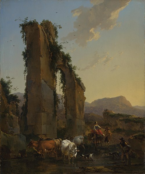 Peasants with Cattle by a Ruined Aqueduct, 1658, Nicolaes Pieterszoon Berchem