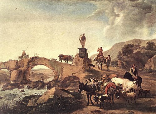 Paysage italien avec un petit pont, 1656, Nicolaes Berchem