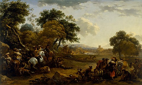 Paysage avec chasseurs, 1655, Nicolaes Berchem
