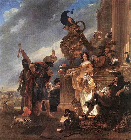 Marchand recevant un Maure dans le port, 1650, Nicolaes Berchem