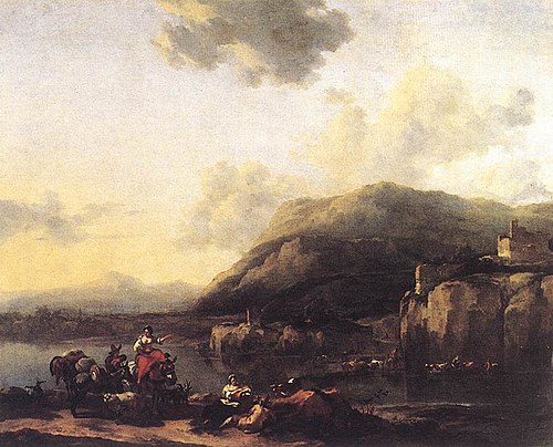 Muleteer by a Ford, 1660, Nicolaes Pieterszoon Berchem