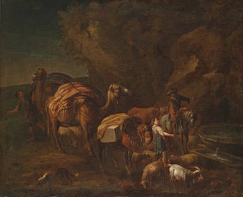 Oriental Landscape with Camel Drivers and Herdsmen, 1650, Nicolaes Pieterszoon Berchem